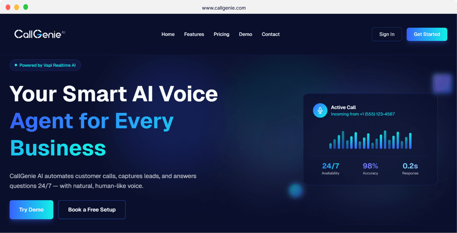 CallGenie - AI Voice Agent Platform - Screenshot 1
